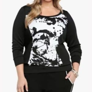 Torrid Black Splatter Scuba Sweater 3X